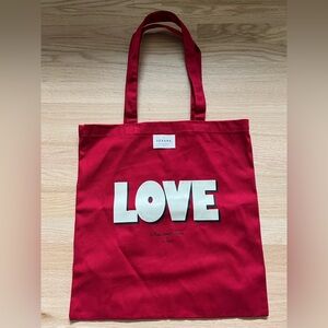 Sezane Red Canvas Tote with White LOVE Print